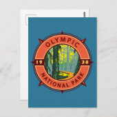 オリンピックナショナルパークホアレインフォレフォレストレトロコンパス ポストカード (正面/裏面)