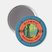 オリンピックナショナルパークホアレインフォレフォレストレトロコンパス マグネット (正面/裏面)