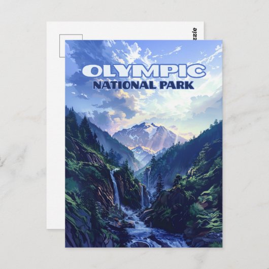 オリンピックナショナルパークワシントンマウンテンズヴィンテージ ポストカード (正面/裏面)