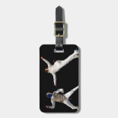 オリンピックフェンシングの突進および回避 ラゲッジタグ (正面縦)