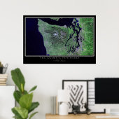 オリンピックペニンシュラワシントン衛星ポスターマップ ポスター (ホームオフィス)