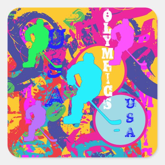 オリンピックホッケー スクエアシール (正面)