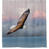 オリンピックマウンテンズワシントン上空のハゲのワシ シャワーカーテン (正面)