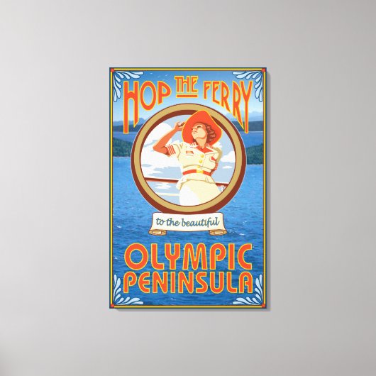 オリンピック半島、ワシントンホップザフェリー キャンバスプリント (正面)
