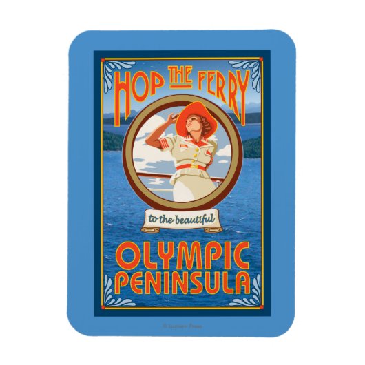 オリンピック半島、ワシントンホップザフェリー マグネット (縦)