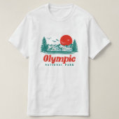 オリンピック国立公園山の木と太陽グラフィック Tシャツ (デザイン正面)