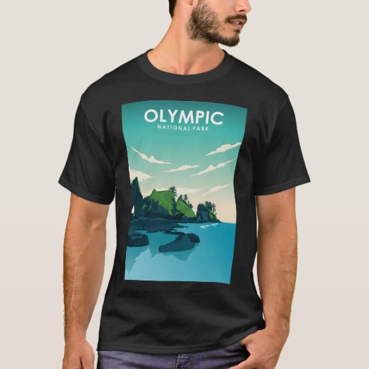 オリンピック国立公園旅行ポスター Tシャツ (正面)