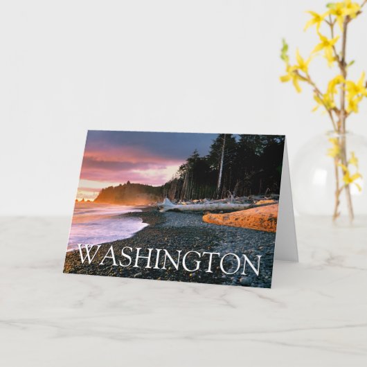 オリンピック国立公園 | ワシントン州の誕生日 カード (黄色い花)