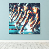 オリンピック:スタート泳ぐ人 キャンバスプリント (インサイチュ (ウッドフロア))