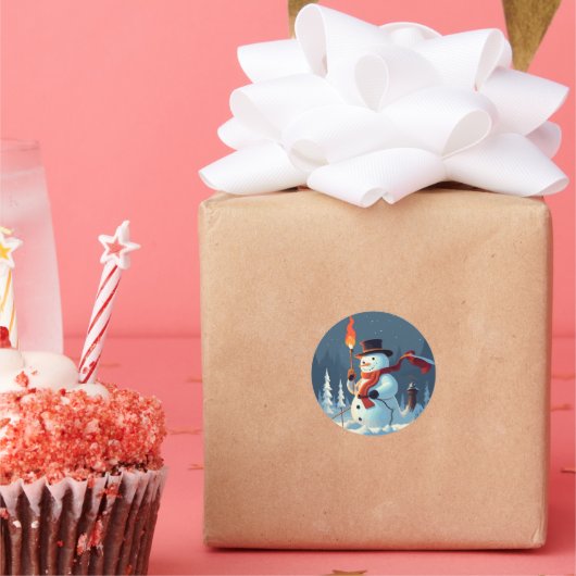 オリンピ運ック聖火雪だるま ラウンドシール (パーティー)