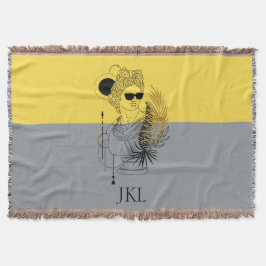 オリンモダンピック神アポロコロブロックモノグラム スローブランケット