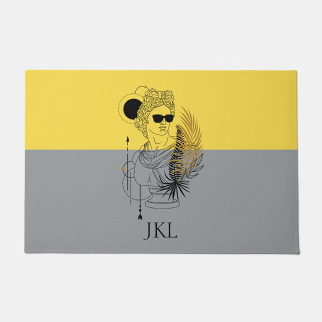 オリンモダンピック神アポロコロブロックモノグラム ドアマット (正面)