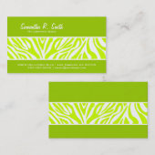 オリーブおよびライムグリーンのシマウマのストライプの名刺 名刺 (正面/裏面)