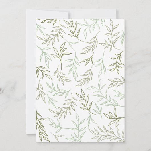 オリーブおよび緑の月桂樹 招待状 (裏面)