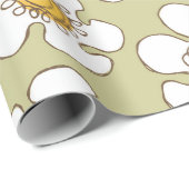 オリーブおよび金ゴールド独身のラインデイジーパターン ラッピングペーパー (ロールコーナー)