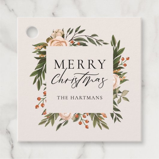 オリーブかわいらしグリーンフローラクリスマス名 フェイバータグ (正面)