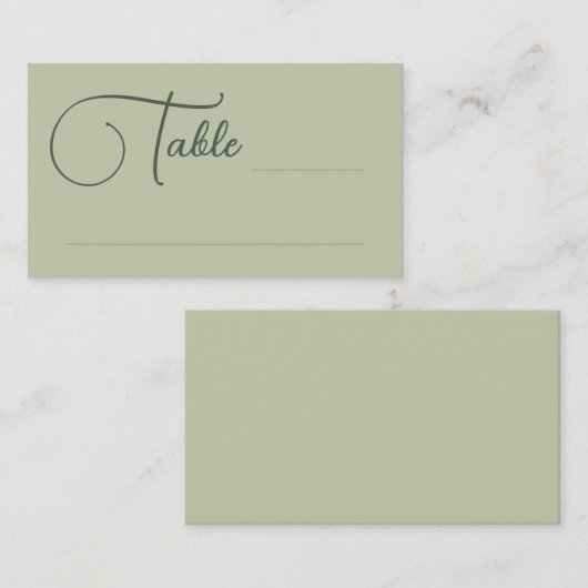 オリーブかわいらしスクリプト結婚テーブルの護衛カード プレイスカード (正面/裏面)