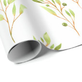 オリーブかわいらしブランチ植物性自然緑 ラッピングペーパー (ロールコーナー)