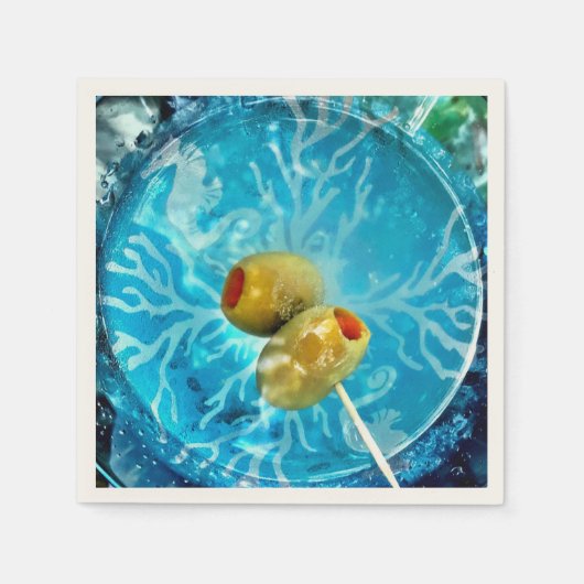 オリーブが一つ、オリーブが二つ? スタンダードカクテルナプキン (正面)