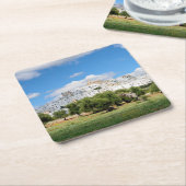 オリーブが付いている白い都市Ostuni、Pugliaのコースター スクエアペーパーコースター (アングル)