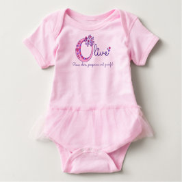 オリーブという女の子の名前の意味の文字Oモノグラムアパレル トドラーTシャツ