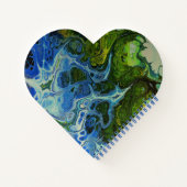 オリーブとアイスブルー大理石フェイクハートノートブック ノートブック (裏面)