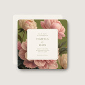 オリーブとアイボリー | ヴィンテージフローラ結婚バラ 招待状