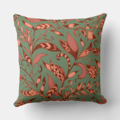 オリーブとオレンジタイガーリリー葉ヴィンテージフローラ クッション (裏面)