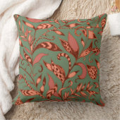 オリーブとオレンジタイガーリリー葉ヴィンテージフローラ クッション (ブランケット)