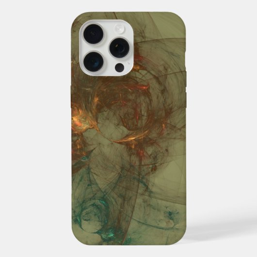 オリーブとゴールドの抽象的なアート iPhoneケース (裏面)