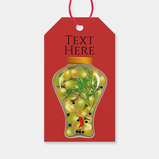 オリーブとハーブは注入された赤い緑を保つ ギフトタグ (正面)