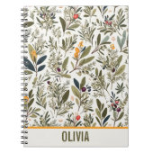 オリーブとハーブ ミニマル エレガント オーダーメイド ノートブック (正面)