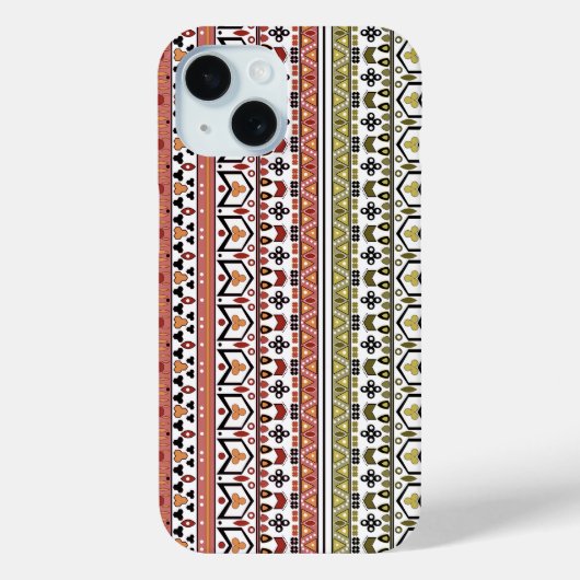 オリーブとブラウンの幾何学模様の民族装飾 Case-Mate iPhoneケース (裏面)