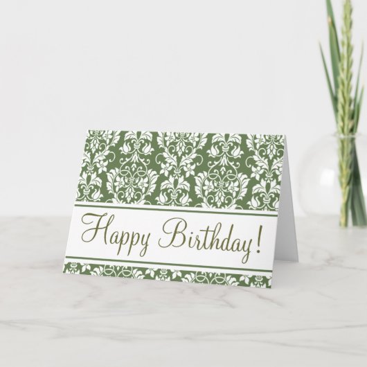 オリーブとホワイトの「誕生日カード」 カード (正面)