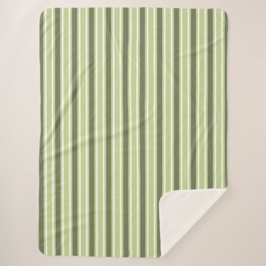 オリーブとホワイトキャンディストライプー シェルパブランケット (正面)