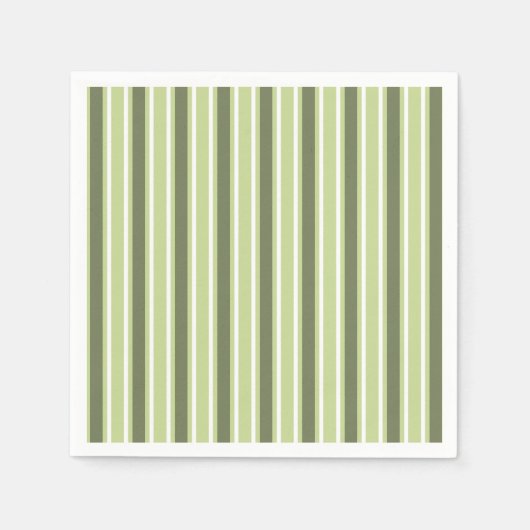 オリーブとホワイトキャンディストライプー スタンダードカクテルナプキン (正面)
