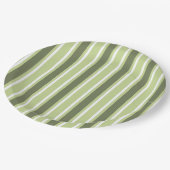 オリーブとホワイトキャンディストライプー ペーパープレート (アングル)