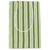 オリーブとホワイトキャンディストライプー ミディアムペーパーバッグ (正面)