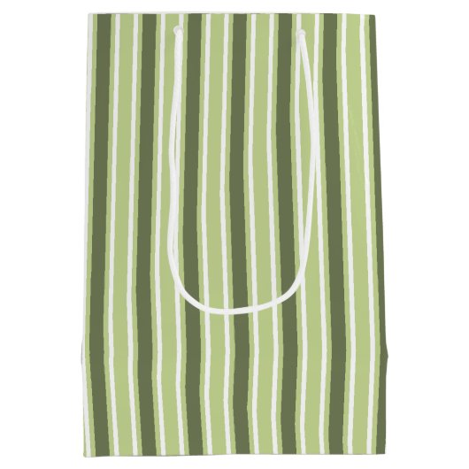 オリーブとホワイトキャンディストライプー ミディアムペーパーバッグ (裏面)