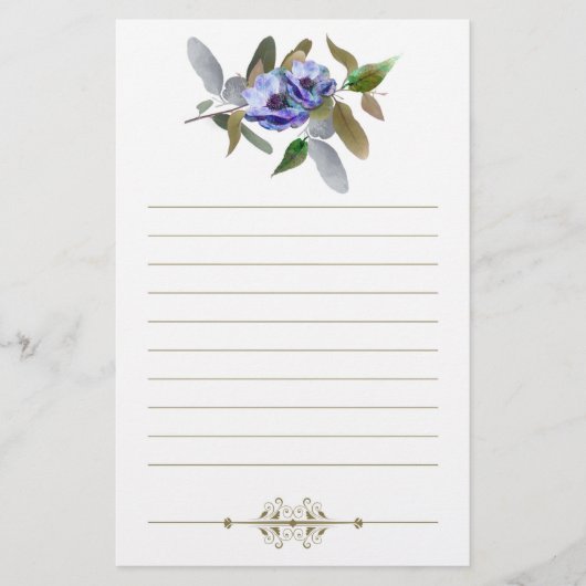 オリーブとラベンダーが並ぶ秋のフローラ 便箋 (正面)