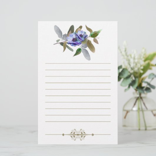 オリーブとラベンダーが並ぶ秋のフローラ 便箋 (スタンド正面)