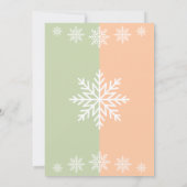 オリーブと桃の冬の雪片ジェンダーの明け 招待状 (裏面)