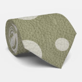 オリーブと白の斑点とドット ネクタイ (ロール)