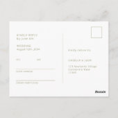 オリーブと白 | バラウェディングRSVPポストカード ポストカード (裏面)