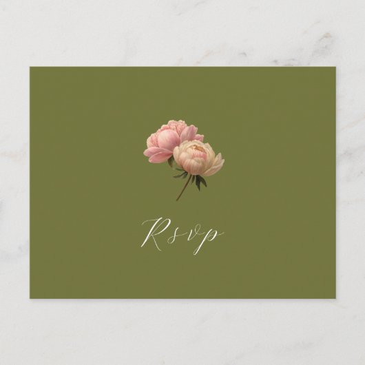 オリーブと白 | バラウェディングRSVPポストカード ポストカード (正面)