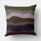 オリーブと紫の波状のストライプ クッション (裏面)