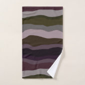 オリーブと紫の波状のストライプ バスタオルセット (ハンドタオル)