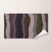 オリーブと紫の波状のストライプ バスタオルセット (ハンドタオル)