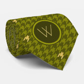 オリーブと金ゴールド千鳥格子のアクセント男性のネックタイ ネクタイ (ロール)