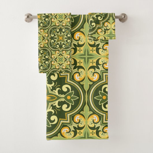 💚💛オリーブと黄色のアズレホス バスタオルセット (インサイチュ)